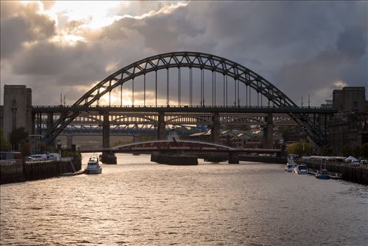 Sunset over the river Tyne, Quayside Newcastle - 